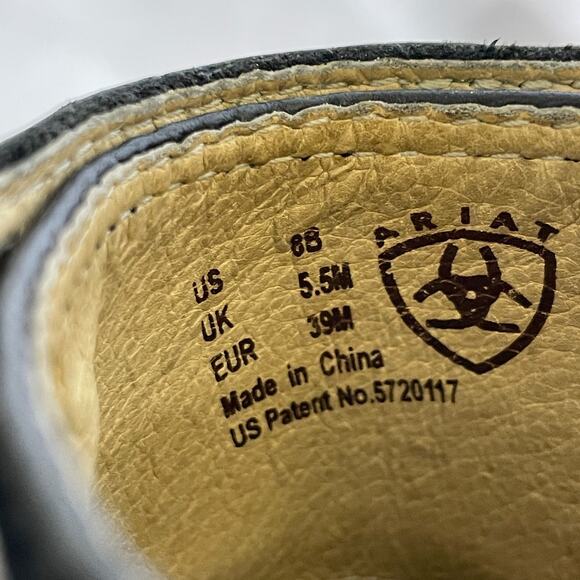 Women's 8 Ariat Black Leather Slip On Open Heel Western Slingback Mules - Picture 11 of 12